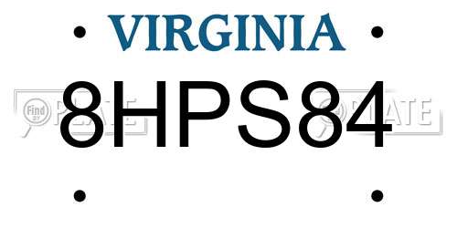 8HPS84 Virginia License Plate