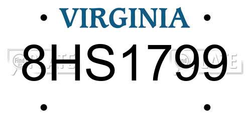8HS1799 Virginia License Plate