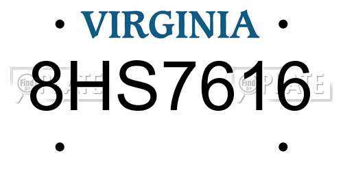 8HS7616 Virginia License Plate