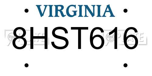 8HST616 Virginia License Plate
