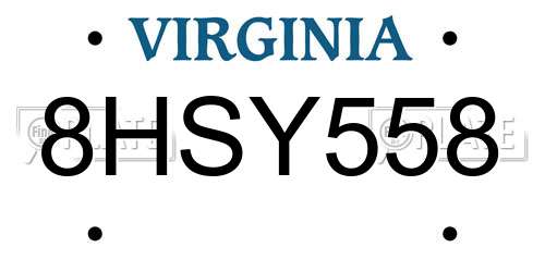 8HSY558 Virginia License Plate