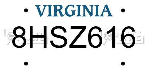 8HSZ616 Virginia License Plate