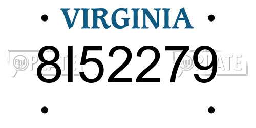 8I52279 Virginia License Plate