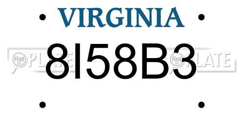 8I58B3 Virginia License Plate