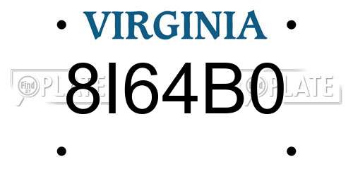 8I64B0 Virginia License Plate