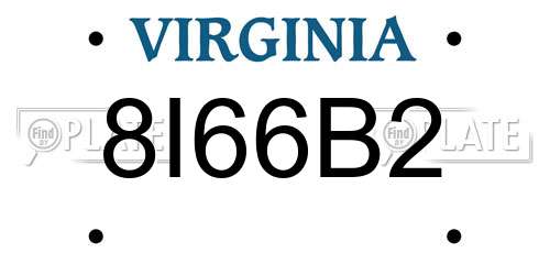 8I66B2 Virginia License Plate
