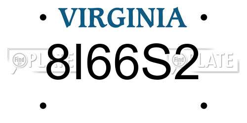 8I66S2 Virginia License Plate