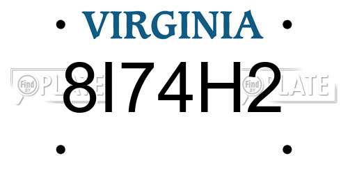 8I74H2 Virginia License Plate