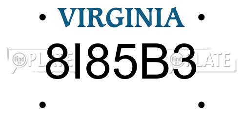 8I85B3 Virginia License Plate