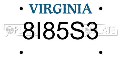 8I85S3 Virginia License Plate