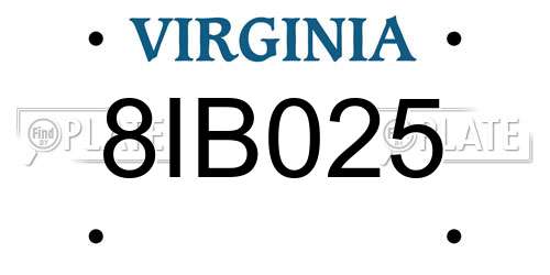 8IB025 Virginia License Plate