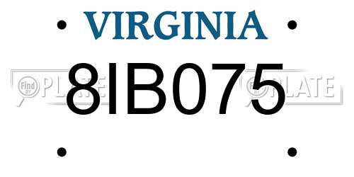 8IB075 Virginia License Plate