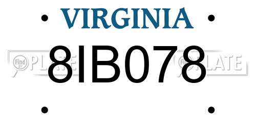 8IB078 Virginia License Plate