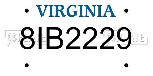 8IB2229 Virginia License Plate
