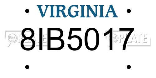 8IB5017 Virginia License Plate