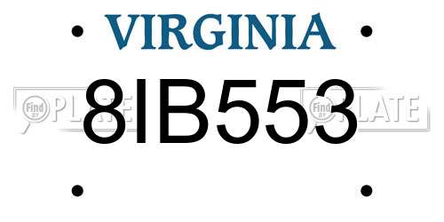 8IB553 Virginia License Plate