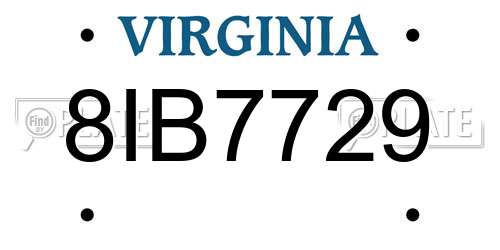 8IB7729 Virginia License Plate