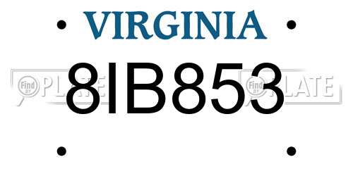 8IB853 Virginia License Plate
