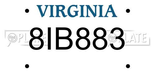 8IB883 Virginia License Plate