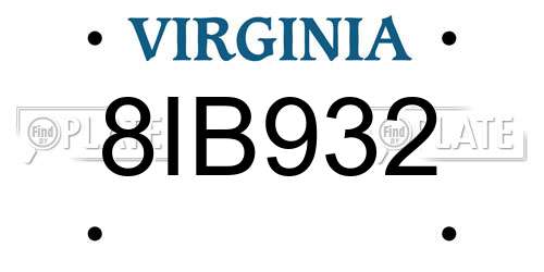 8IB932 Virginia License Plate