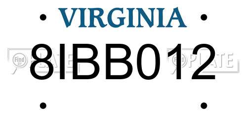 8IBB012 Virginia License Plate