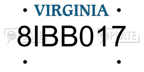 8IBB017 Virginia License Plate