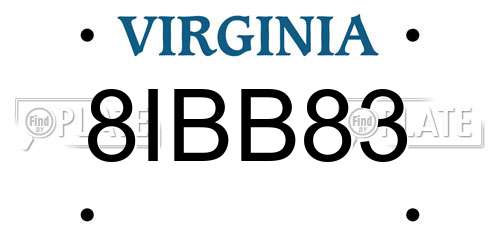 8IBB83 Virginia License Plate