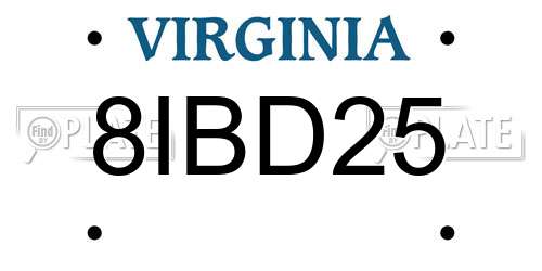 8IBD25 Virginia License Plate