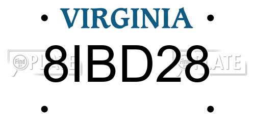 8IBD28 Virginia License Plate