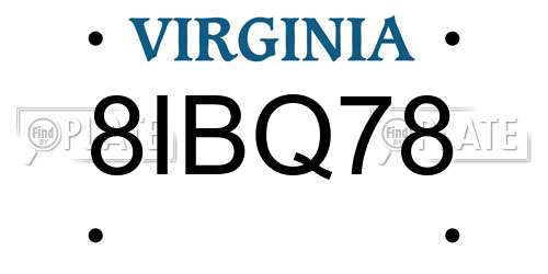 8IBQ78 Virginia License Plate