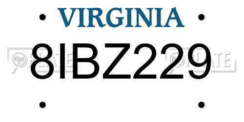 8IBZ229 Virginia License Plate