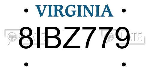 8IBZ779 Virginia License Plate