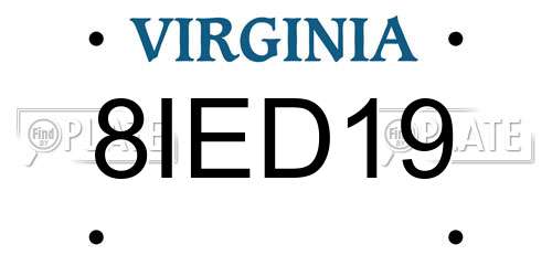 8IED19 Virginia License Plate