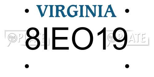 8IEO19 Virginia License Plate