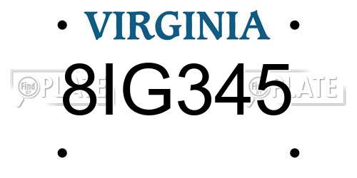 8IG345 Virginia License Plate