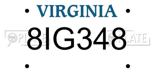 8IG348 Virginia License Plate