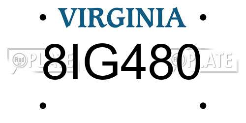 8IG480 Virginia License Plate