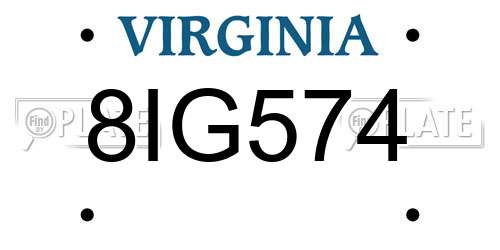 8IG574 Virginia License Plate
