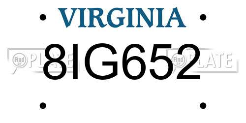 8IG652 Virginia License Plate