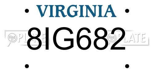 8IG682 Virginia License Plate