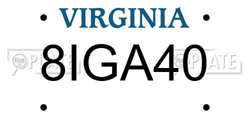 8IGA40 Virginia License Plate
