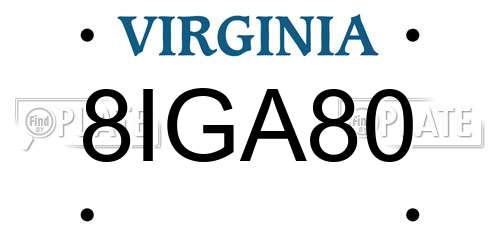 8IGA80 Virginia License Plate