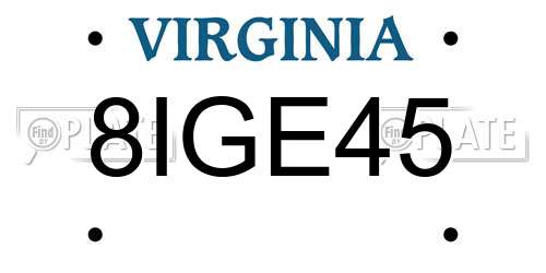 8IGE45 Virginia License Plate