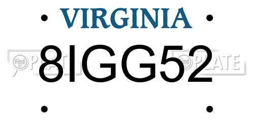 8IGG52 Virginia License Plate