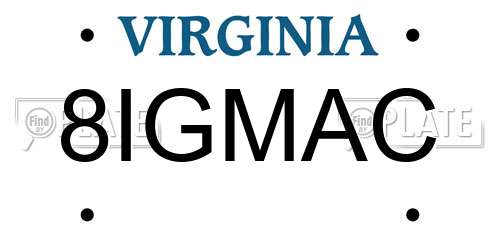 8IGMAC Virginia License Plate