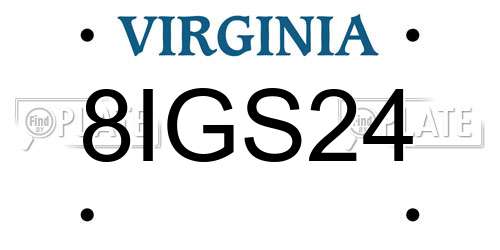 8IGS24 Virginia License Plate