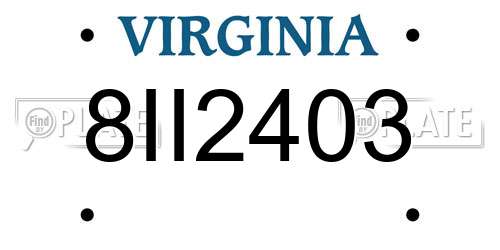 8II2403 Virginia License Plate