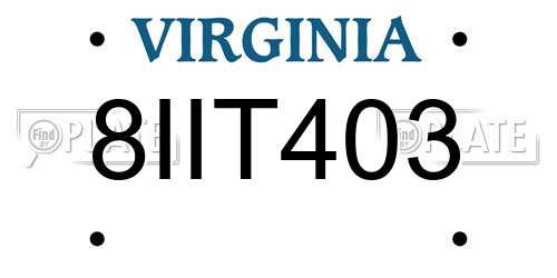 8IIT403 Virginia License Plate