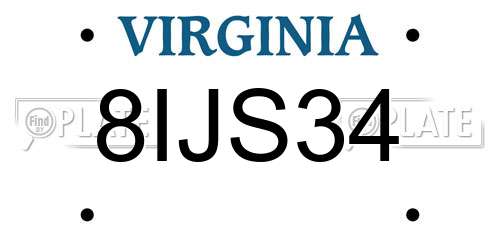 8IJS34 Virginia License Plate