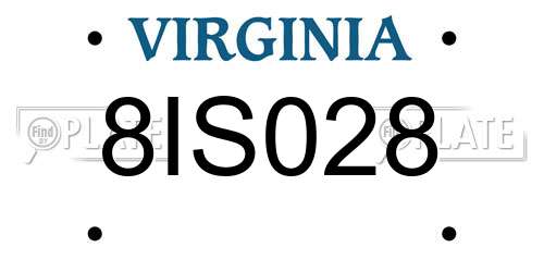 8IS028 Virginia License Plate